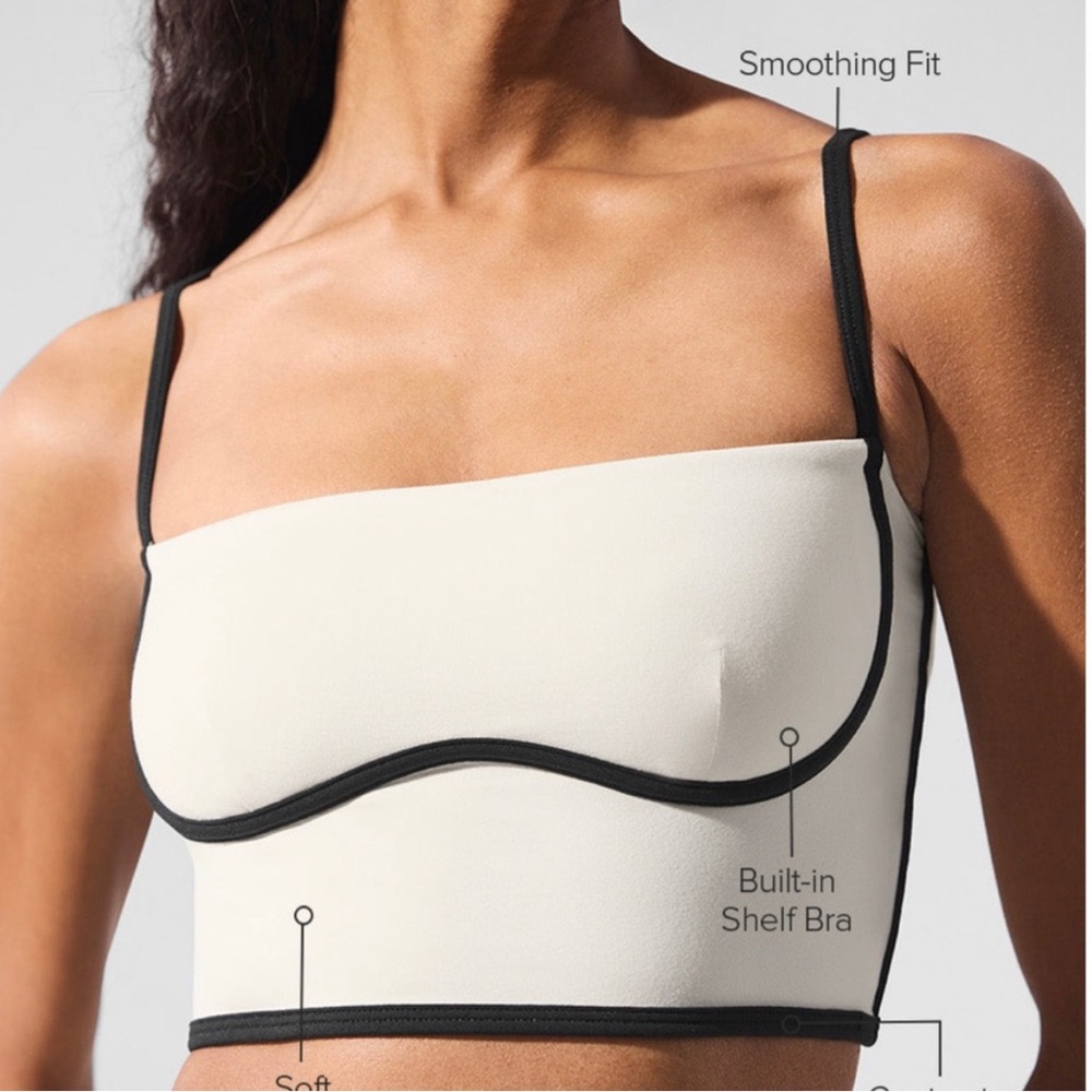 ALO YOGA AIRBRUSH STREAMLINE WHITE & BLACK BRA TOP